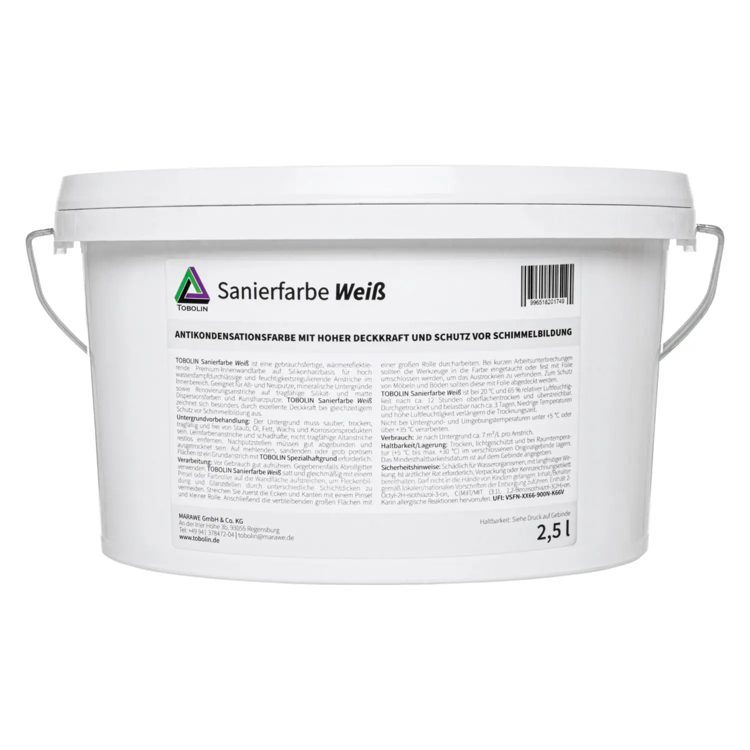 Sanačná farba biela 2500 ml – Obrázok 2